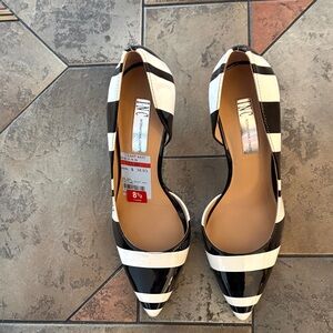 INC International Concepts Black and White Striped Heels